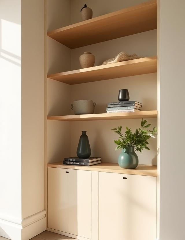 Minimalist shelving with perfect negative space