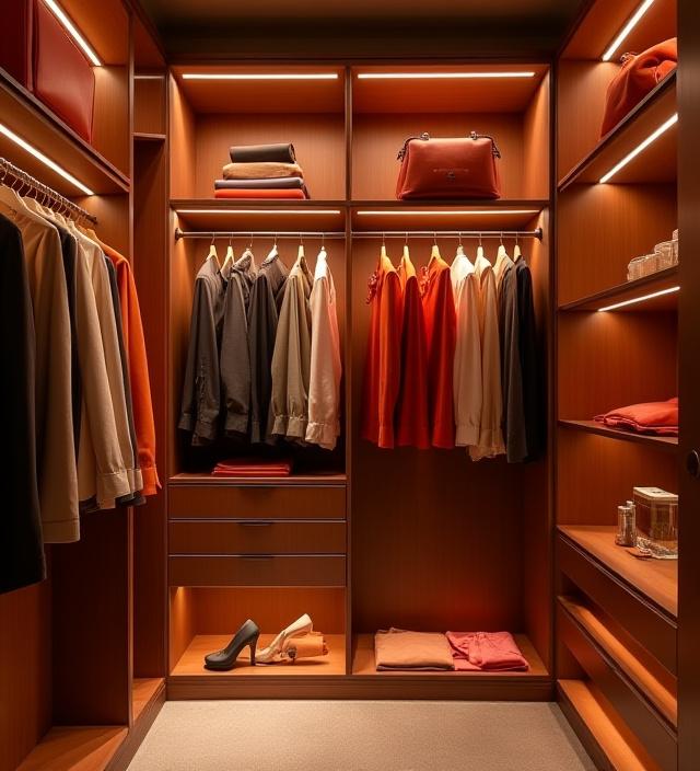 Luxury walk-in closet with boutique styling